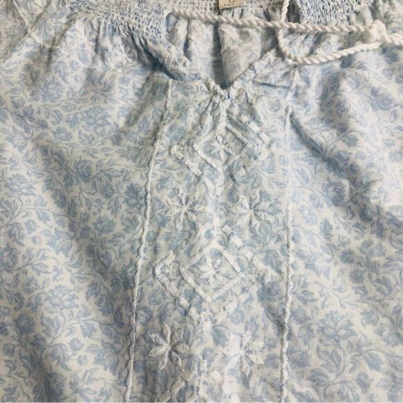 JOIE Linen Blend Floral Peasant Embroidered Tassel Blouse - Picture 5 of 8